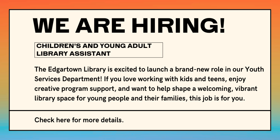 Children's and Young Adult Library Assistant position opening